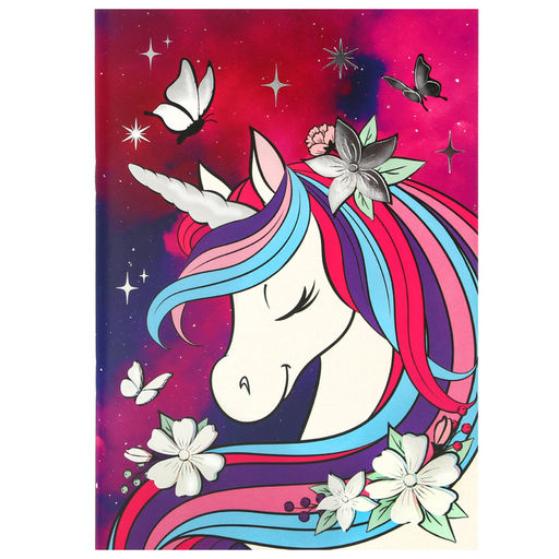 Блокнот А5, 40 листов, на скрепке, в точку, тиснение серебро, «Минни Маус и единорог»