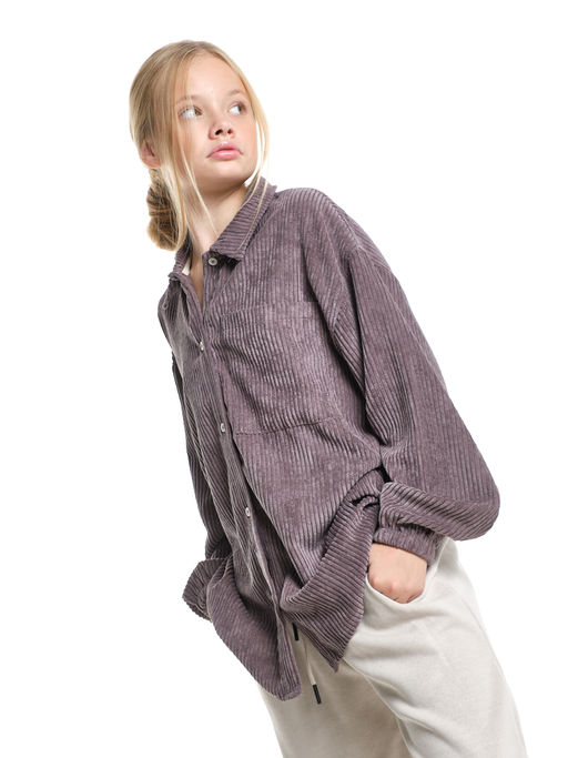 Вельветовая рубашка для девочки 22-7364 бежевый - Mini maxi фото 22