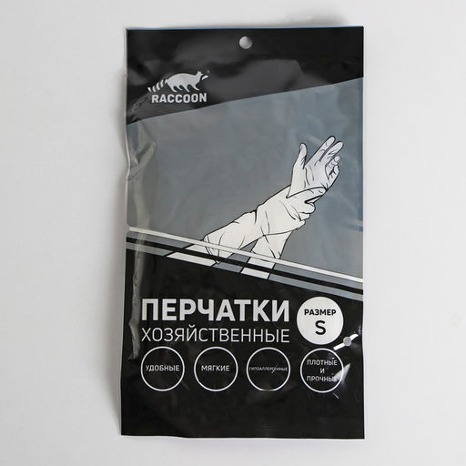 Перчатки хозяйственные Raccoon, размер S, белые