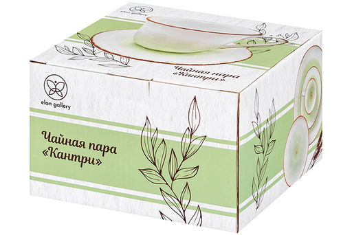 Чайная пара 2 пр. 450 мл 14*11*8,5 см Кантри, зеленый, фарфор - Elan gallery фото 8