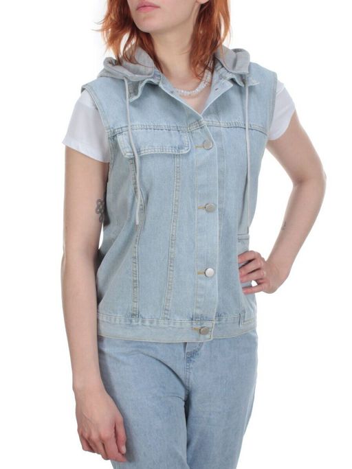 803 BLUE/BLACK Джинсовый жилет женский (100% хлопок) - Фабричный китай фото 12