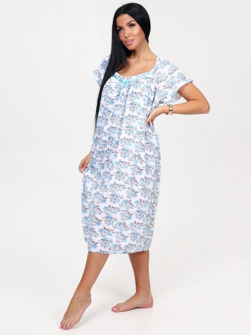 25-С СОРОЧКА ЖЕНСКАЯ (Голубые розы на белом) - А-дина фото 4