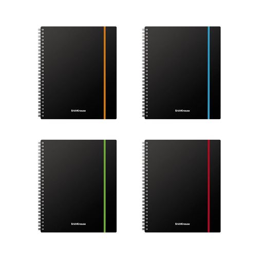 Тетрадь 80л. на спирали ErichKrause "Accent", пласт.обложка, на резинке, клетка (53141) цвет - ассорти