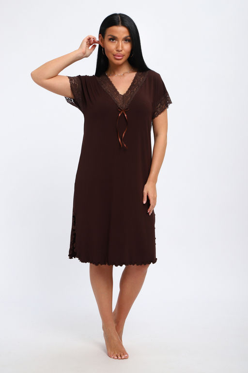 Ночная сорочка из вискозы Олеся шоколад - Амадэль фото 4