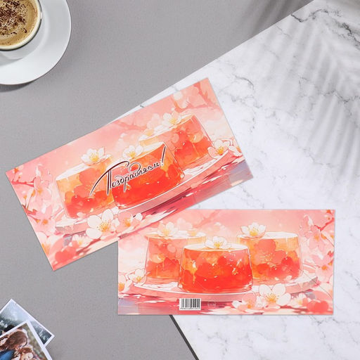 Цена за 5 шт. Конверт для денег Поздравляем! десерт, 8,5х17 см - Simaland фото 2