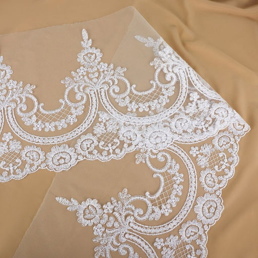 Кружево на сетке, 280 мм, 11±1 м, белое