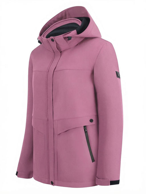 Ветровка женская софтшелл виндстоппер с капюшоном спортивная малинового цвета 9616_1M