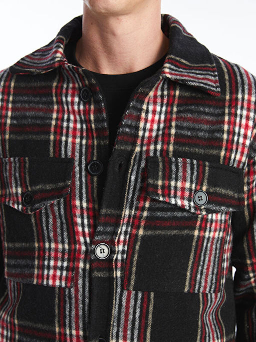 Regular Fit Uzun Kollu Ekose Erkek G?mlek Ceket