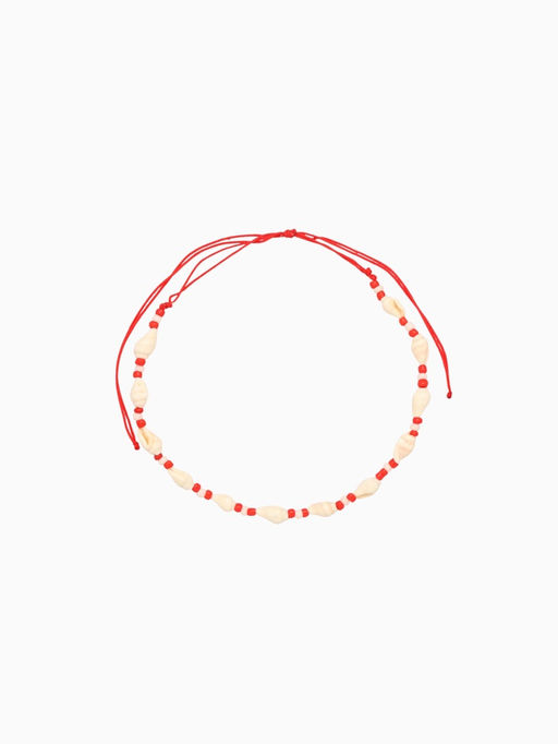 Браслет на ногу «Анклет», длина 18 см, белый, красный