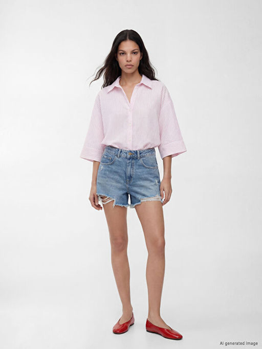 ?izgili Oversize Poplin Kad?n G?mlek