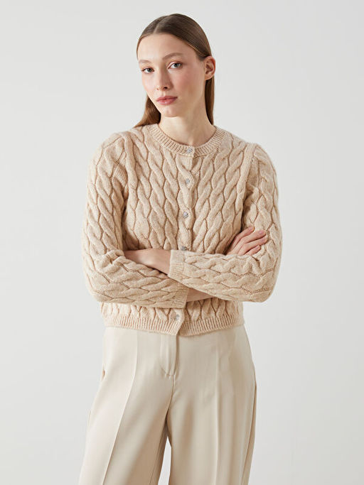 Bisiklet Yaka Kendinden Desenli Kad?n Triko H?rka