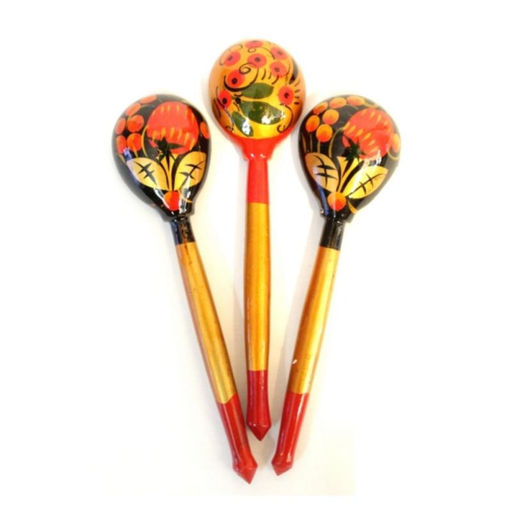 Ложка дер. детская ТРАДИЦИОННАЯ (рисунок с золотом) роспись арт. П12968, 6402