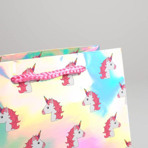 Цена за 2 шт. Пакет подарочный голографический, упаковка, «Единорожки», 23 х 27 х 11.5 см
