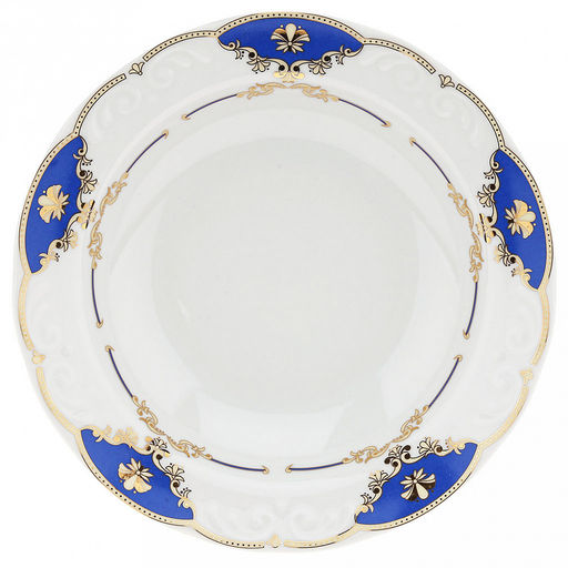 Тарелка глубокая фарфоровая Барокко д220мм, 350мл, форма Надежда, синий (Беларусь)
