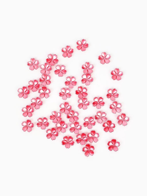 Цена за 2 шт. Бусины для творчества пластик "Цветочек жемчужный" набор 40 шт красный 1,5х1,5 см