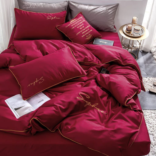 КПБ Mency однотонный с вышивкой MENO015 Семейный