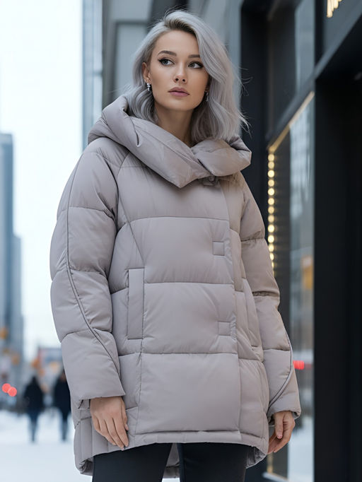 Куртка зимняя женская с капюшоном модная светло-коричневого цвета 7651SK - Visdeer фото 18