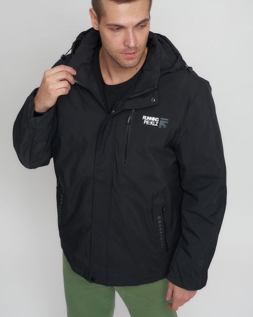 Куртка спортивная мужская большого размера черного цвета 88676Ch - Wonderrman фото 6