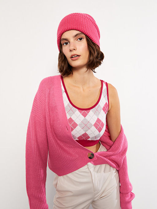 U Yaka Baklava Desenli Kad?n Triko Atlet