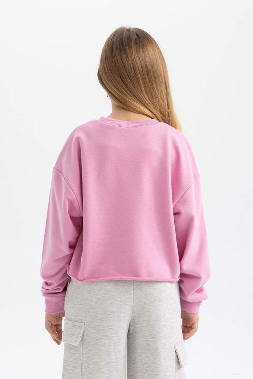 Укороченный свитшот с круглым вырезом с принтом для девочек, майка с ремешками, комплект из 2 предметов - Defacto фото 6