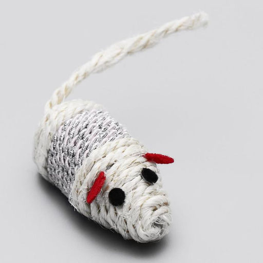 Набор витых игрушек для кошек: мышь 7 см. шарик 4 см, сизаль, цвет МИКС