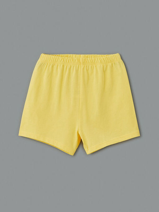 Bisiklet Yaka Bask?l? K?z Bebek Ti??rt ve ?ort 2li