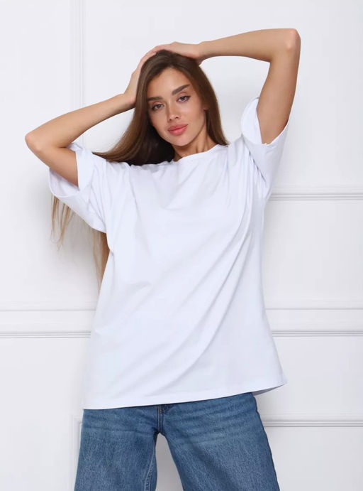 K11053 Футболка OVER SIZE (плотный хлопок) БЕЛЫЙ