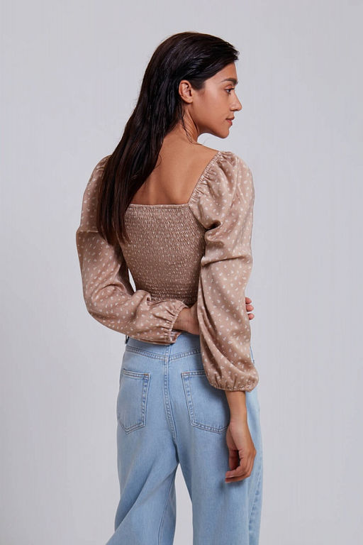 Бежевый топ с драпировкой - Incity фото 8