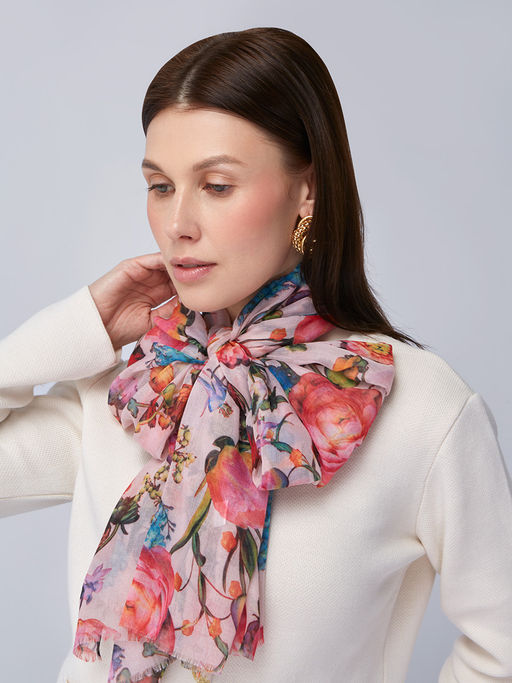 Большой, мягкий, тонкий и очень нежный двусторонний палантин с рисунком - Tantino фото 5