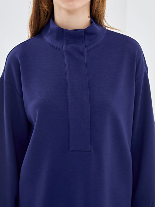 Dik Yaka Oversize Kad?n Sweatshirt Tunik