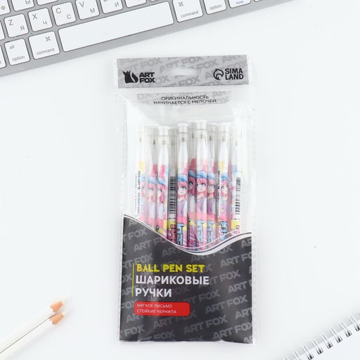 Цена за 10 шт. Ручка пластик шариковая, синяя паста, 0,5 мм Кавай - Artfox фото 2