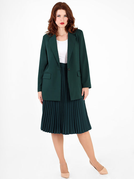 Темно-зеленая плиссированная юбка с поясом классическая - Almond фото 3