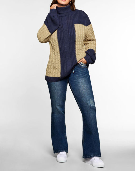 Пуловер, лилово-бежевый - Sheego фото 3