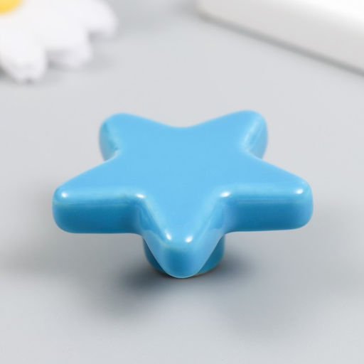 Ручка для шкатулки керамика, металл Звёздочка голубая 4,9х4,9х2,2 см - Simaland фото 2