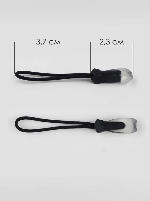 Цена за 2 шт. Пуллер для молнии, 2.3 см, 6×0.7 см, 10 шт., чёрный, прозрачный