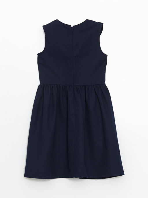 Bisiklet Yaka Fiyonk Detayl? K?z ?ocuk Elbise