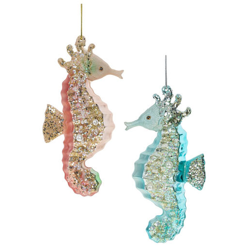 Украшение новогоднее "Морской конек", L7 W4 H13,5 см, 2в.