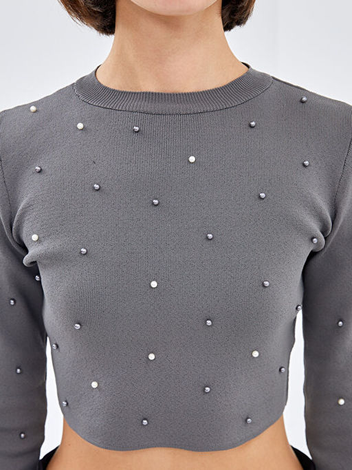 Bisiklet Yaka Crop Kad?n Triko Kazak