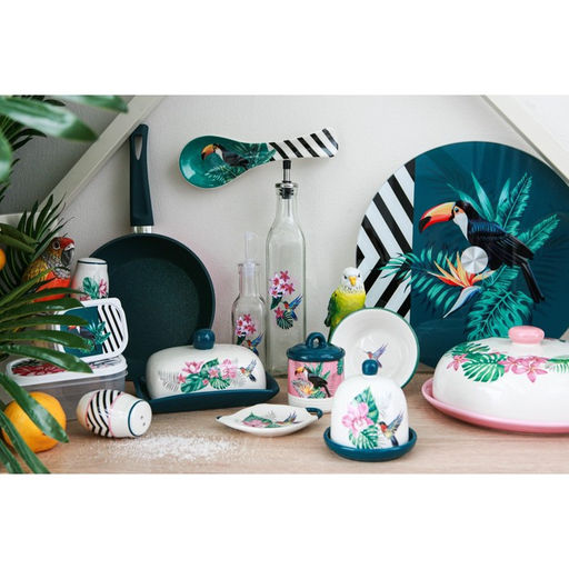 Подставка для торта Доляна Тропики, d=32 см, вращающаяся, стекло, зелёная фото 7