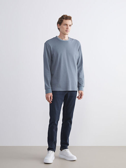 Bisiklet Yaka Uzun Kollu Erkek Sweatshirt
