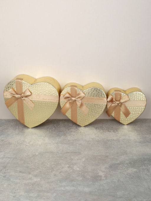 Коробка подарочная Сердце 3 штуки 22х20х9 см / 3405-02 /уп 36/золото - ГалеонТрейд фото 4