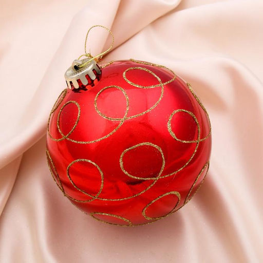 Ёлочный шар Золотые завитки, новогодний, d=12 см, красный