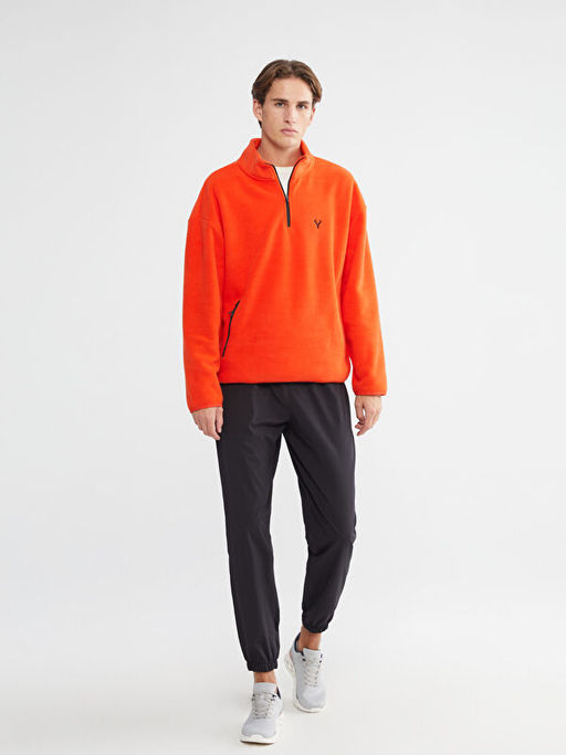 Fermuarl? Dik Yaka Uzun Kollu Erkek Sweatshirt