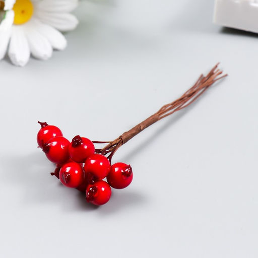 Цена за 2 шт. Декор для творчества «Ягодки красные», 1 букет=10 ягод, d=1 см, 10 см