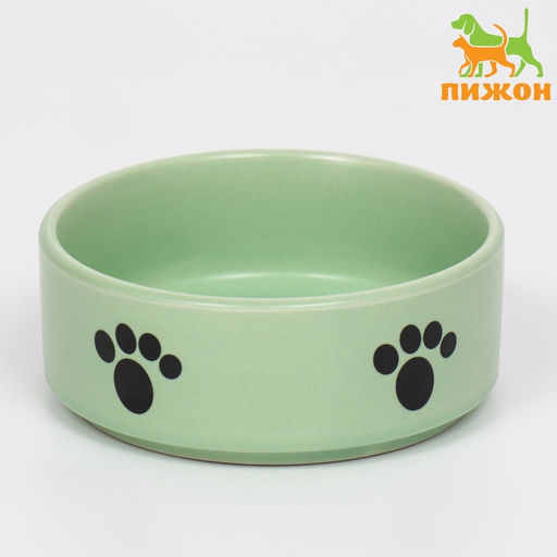 Миска керамическая Лапки 200 мл - 10.510.54 см, мятная - Пижон фото 2