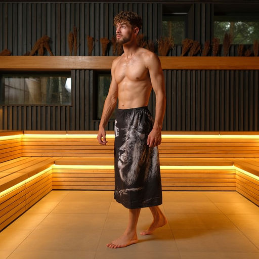 Полотенце килт вафельное мужское для бани Лев, 75?145 см, хлопок 100 %