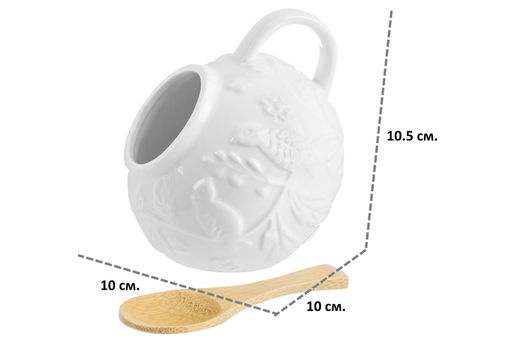 Банка д/соли 180 мл 10*10*10,5 см "Птички на ветке" с деревянной ложкой