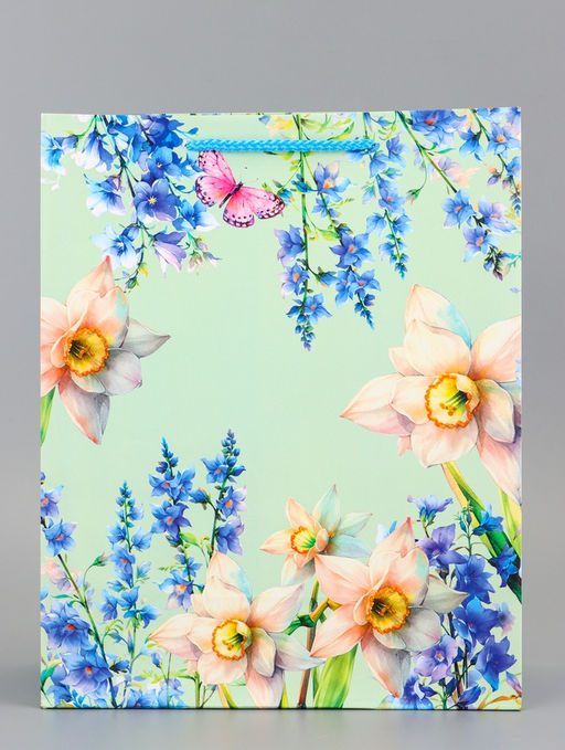 Цена за 2 шт. Пакет подарочный ламинированный вертикальный Утро в поле, 26?12?32 см