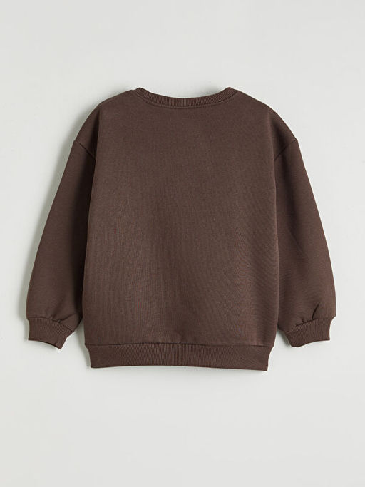 Bask?l? Erkek ?ocuk Kal?n Sweatshirt