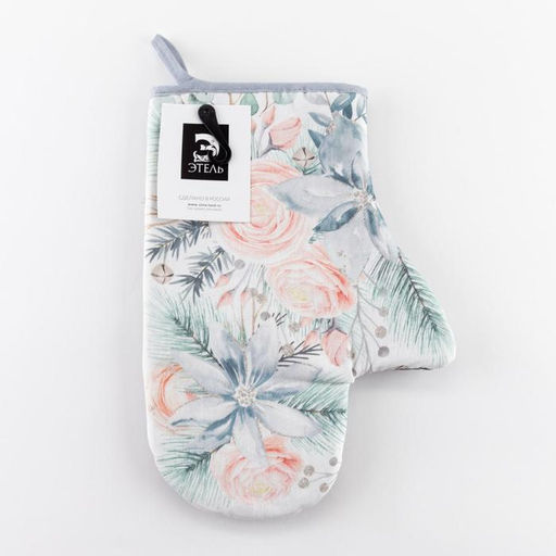 Варежка-прихватка Christmas flowers 20×27 см, саржа, 100% хлопок, ватин 250 г/м²